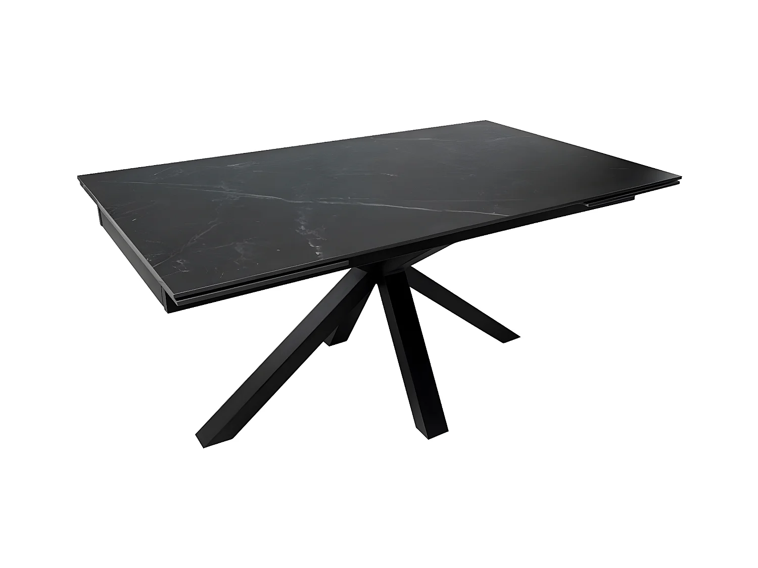 Slika uitschuifbare rechthoekige tafel van porselein en zwart metaal-Kleur lade Zwart-Breedte 180/220/260cm-Baseren Zwart