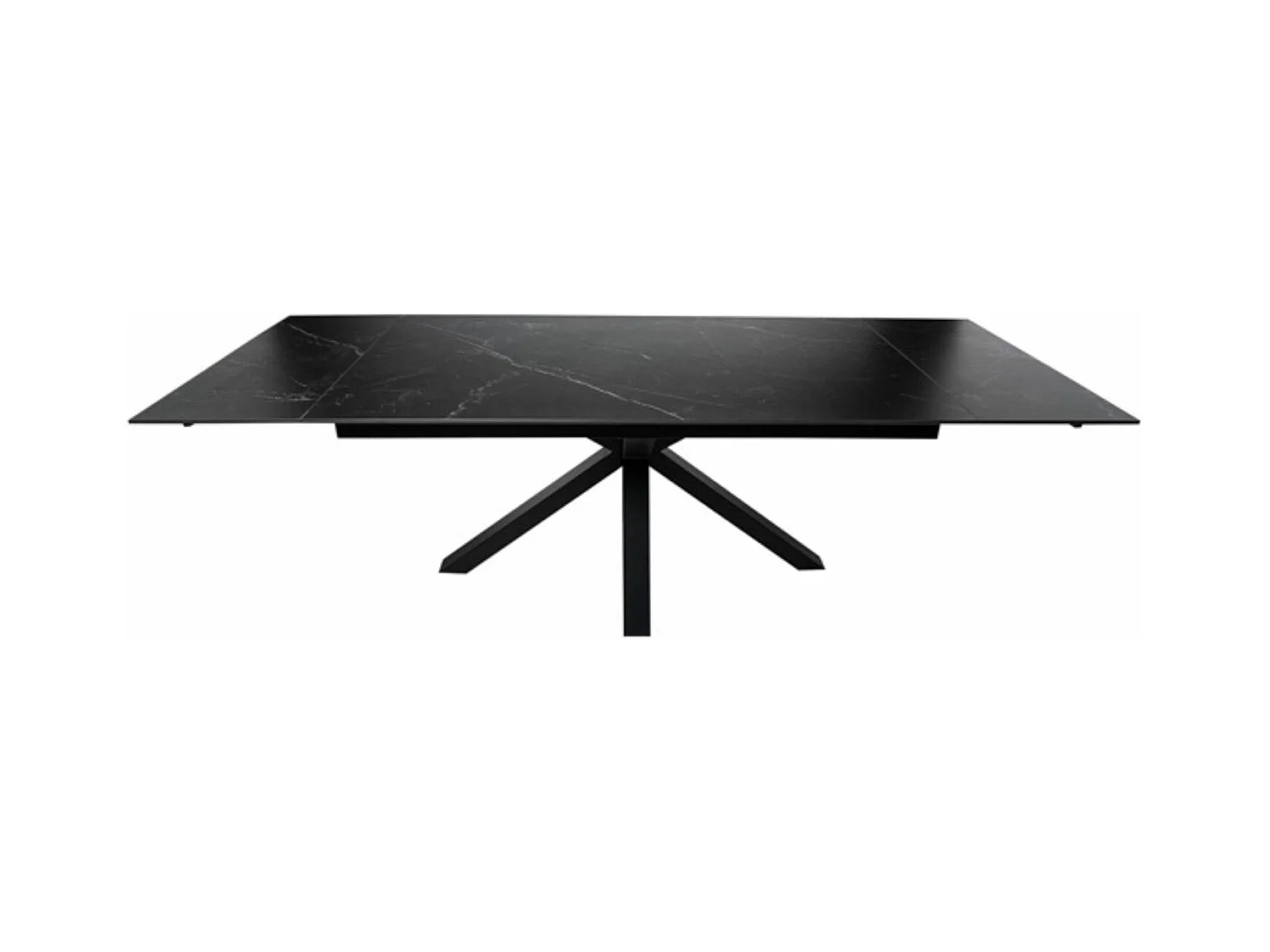 Mesa extensible rectangular de porcelana y metal negro Slika-Color de la bandeja Negro-Anchura 180/220/260 cm-Color de los pies Negro