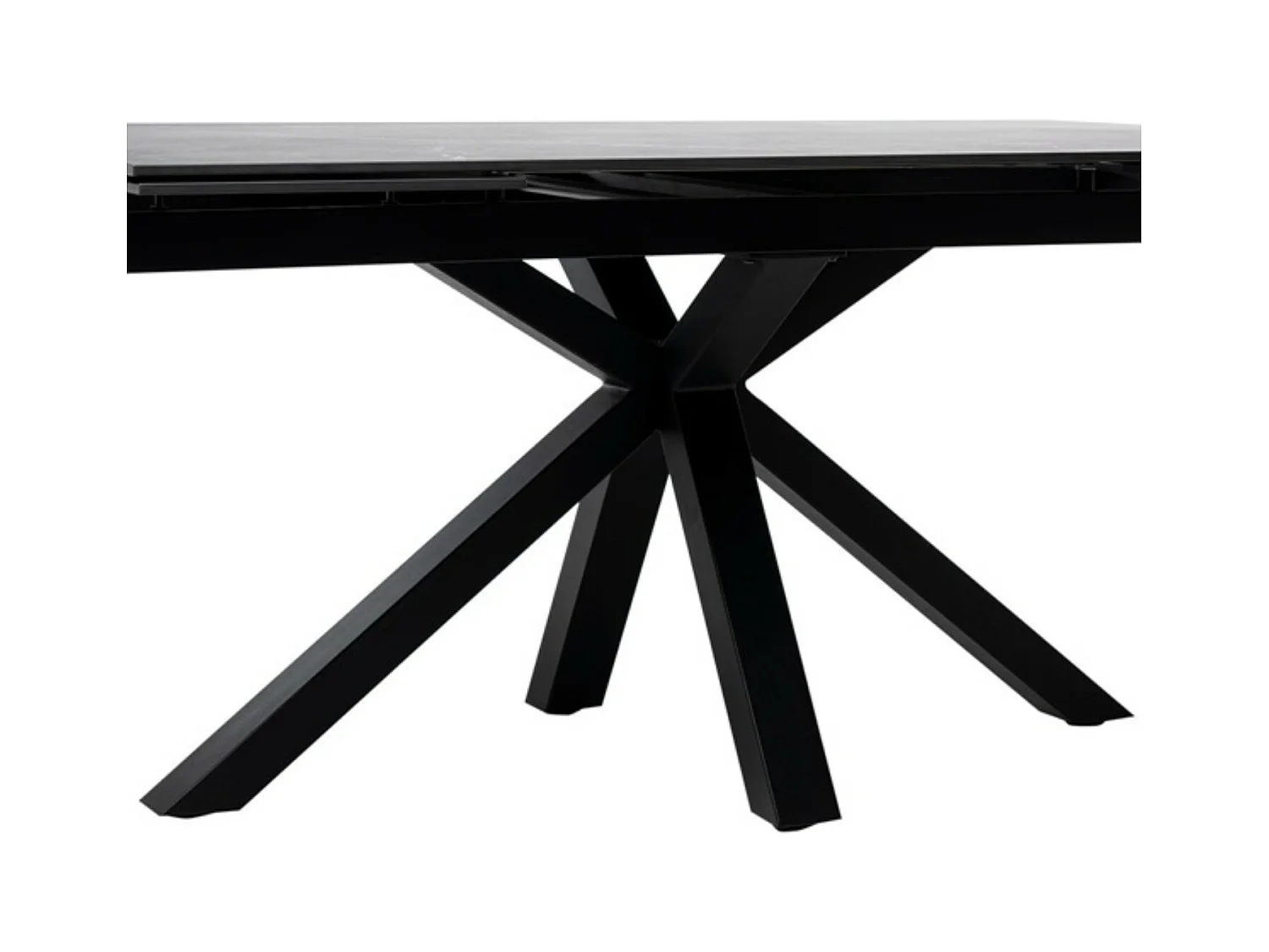 Mesa extensible rectangular de porcelana y metal negro Slika-Color de la bandeja Negro-Anchura 180/220/260 cm-Color de los pies Negro