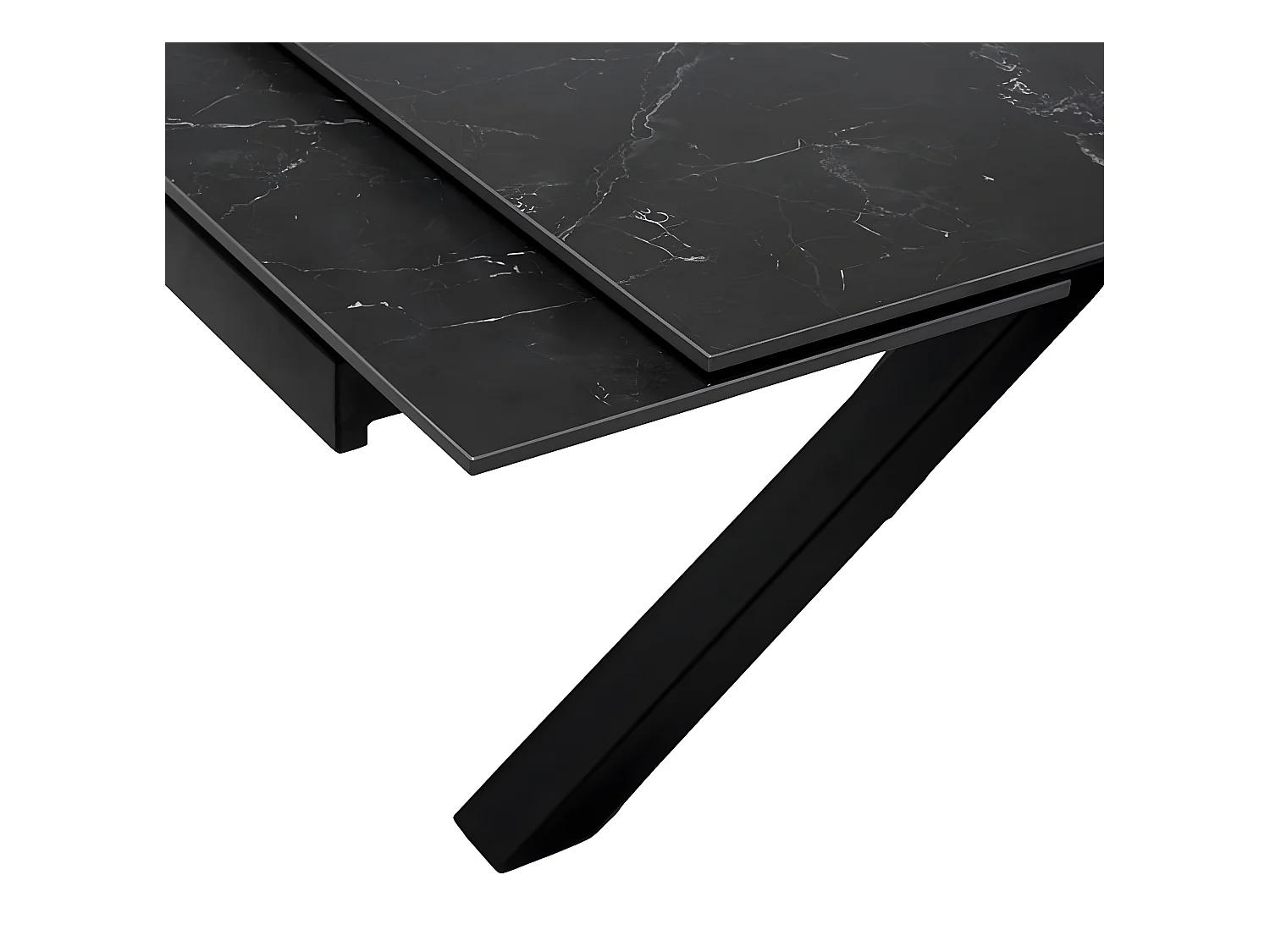 Mesa extensible rectangular de porcelana y metal negro Slika-Color de la bandeja Negro-Anchura 180/220/260 cm-Color de los pies Negro