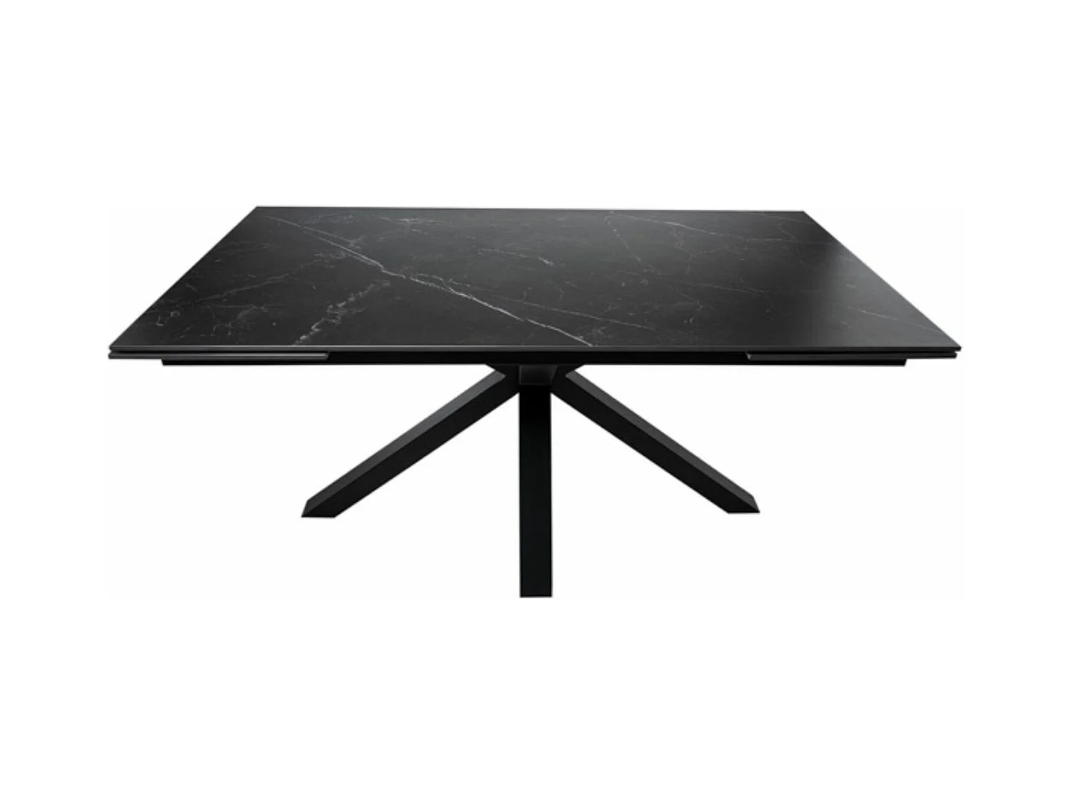 Mesa extensible rectangular de porcelana y metal negro Slika-Color de la bandeja Negro-Anchura 180/220/260 cm-Color de los pies Negro