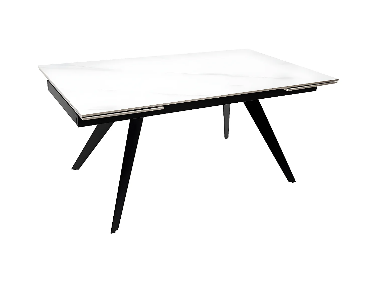 Mesa extensible rectangular de porcelana y metal negro Slika-Color de la bandeja Negro-Anchura 180/220/260 cm-Color de los pies Negro