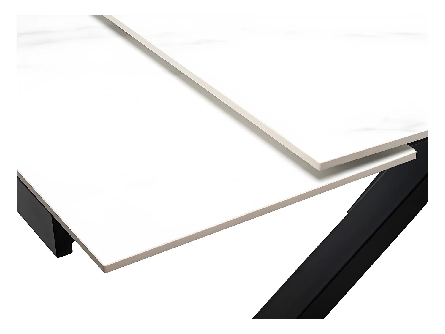 Mesa extensible rectangular de porcelana y metal negro Slika-Color de la bandeja Negro-Anchura 180/220/260 cm-Color de los pies Negro