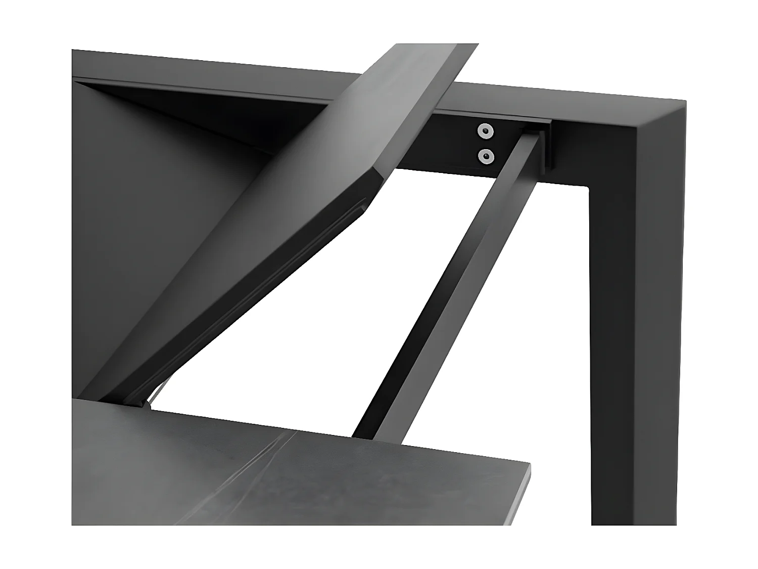 Table rectangulaire extensible porcelaine et métal Spanila-Plateau Blanc-Largeur 140/200 cm-Piètement Blanc