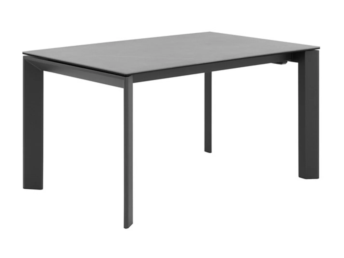 Table rectangulaire extensible porcelaine et métal Spanila-Plateau Gris-Largeur 140/200 cm-Piètement Blanc