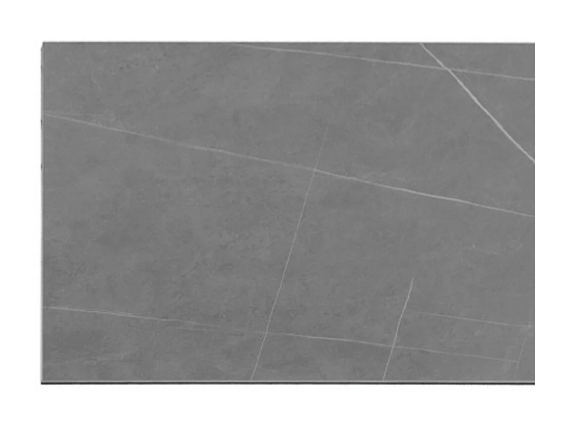 Table rectangulaire extensible porcelaine et métal Spanila-Plateau Gris-Largeur 140/200 cm-Piètement Blanc