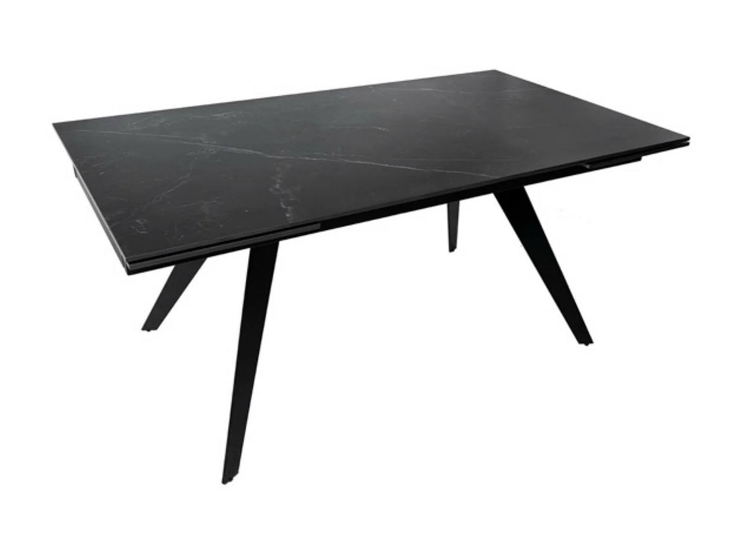 Rechthoekige uitschuifbare tafel met porseleinen blad en zwart metalen poten Konty-Kleur Zwart-Breedte 160/200/240 cm