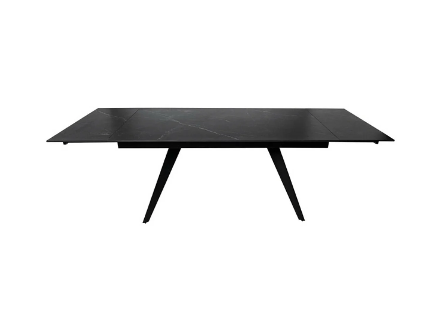 Rechthoekige uitschuifbare tafel met porseleinen blad en zwart metalen poten Konty-Kleur Zwart-Breedte 160/200/240 cm