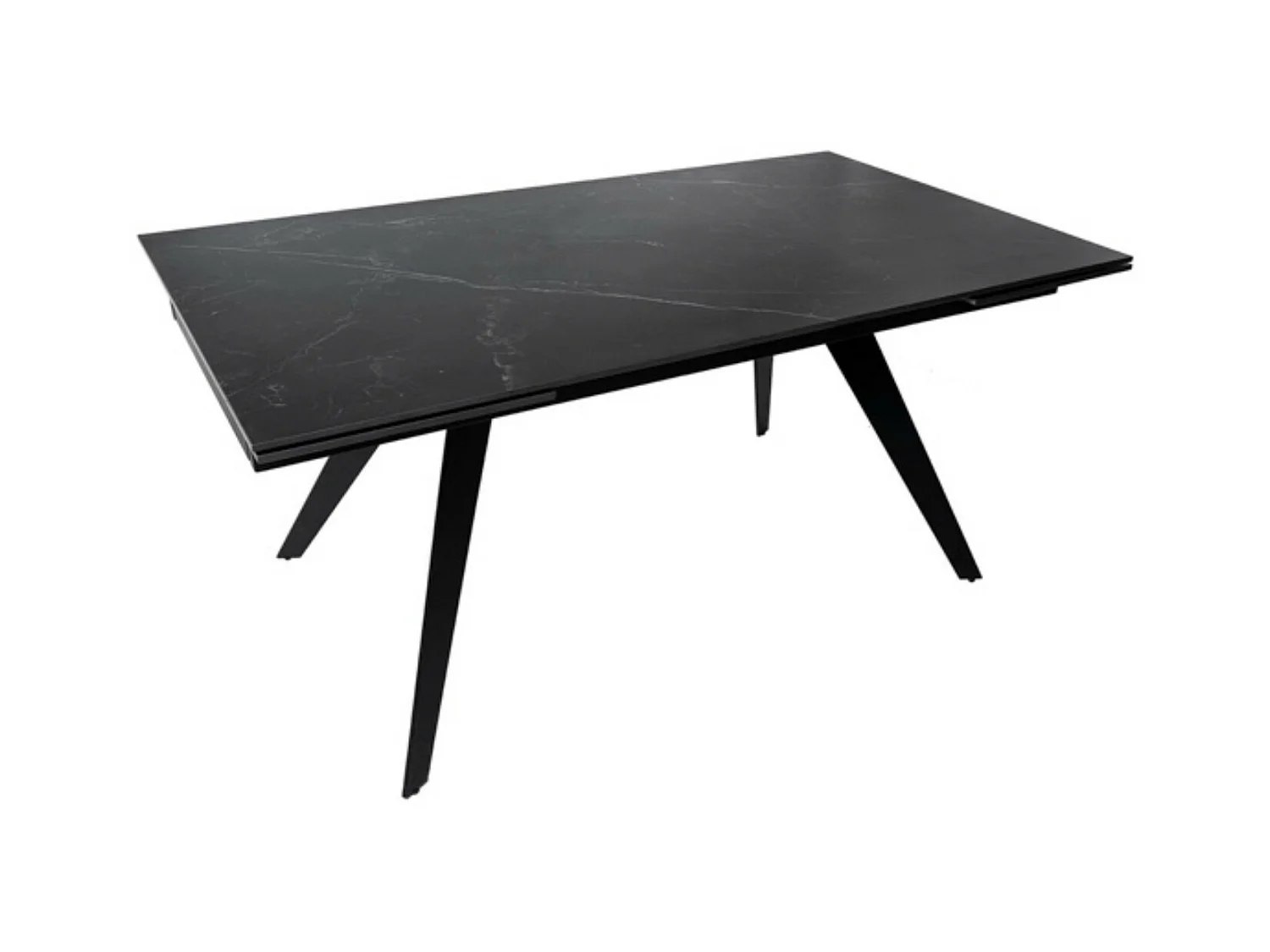 Rechthoekige uitschuifbare tafel met porseleinen blad en zwart metalen poten Konty-Kleur Zwart-Breedte 160/200/240 cm
