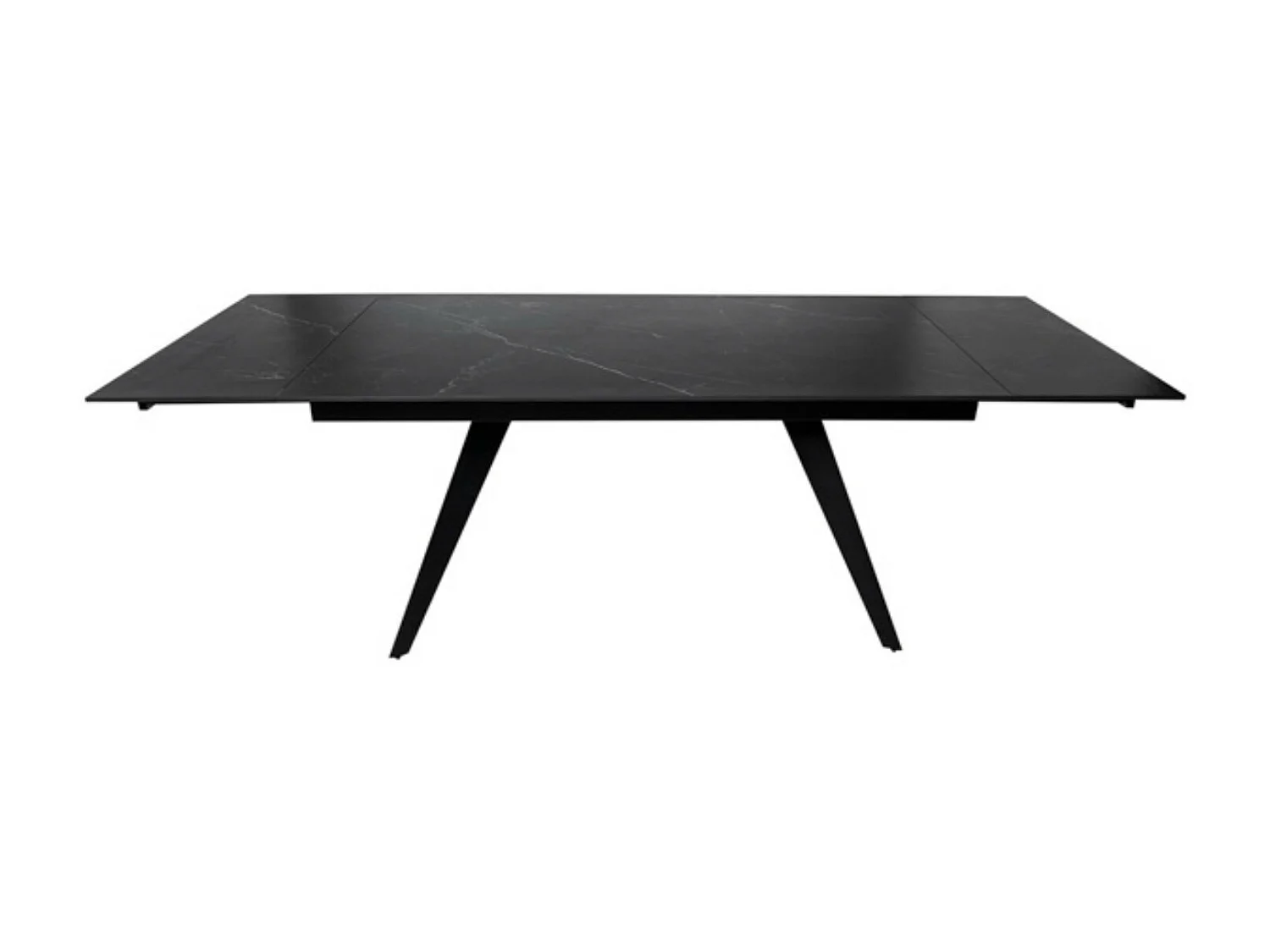 Rechthoekige uitschuifbare tafel met porseleinen blad en zwart metalen poten Konty-Kleur Zwart-Breedte 160/200/240 cm