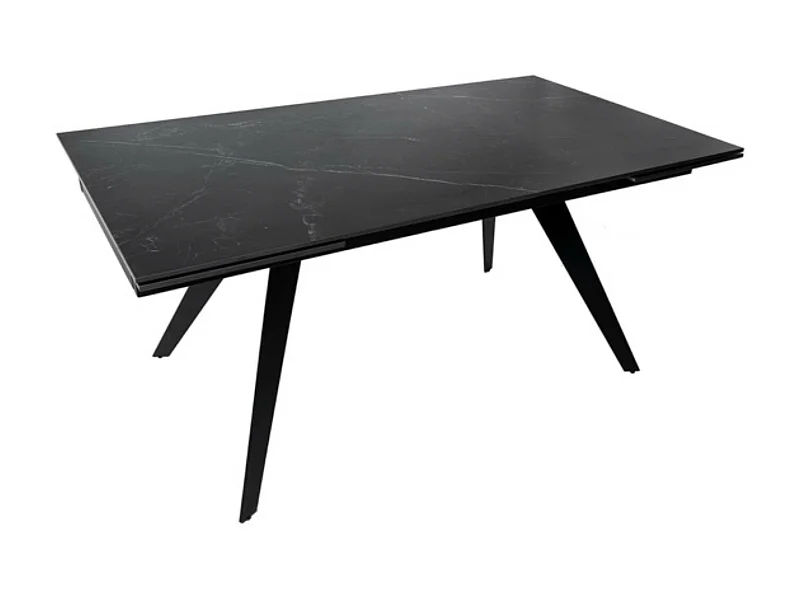 Table rectangulaire extensible plateau porcelaine et pieds métal noir Konty-Couleur Noir-Largeur 180/220/260 cm