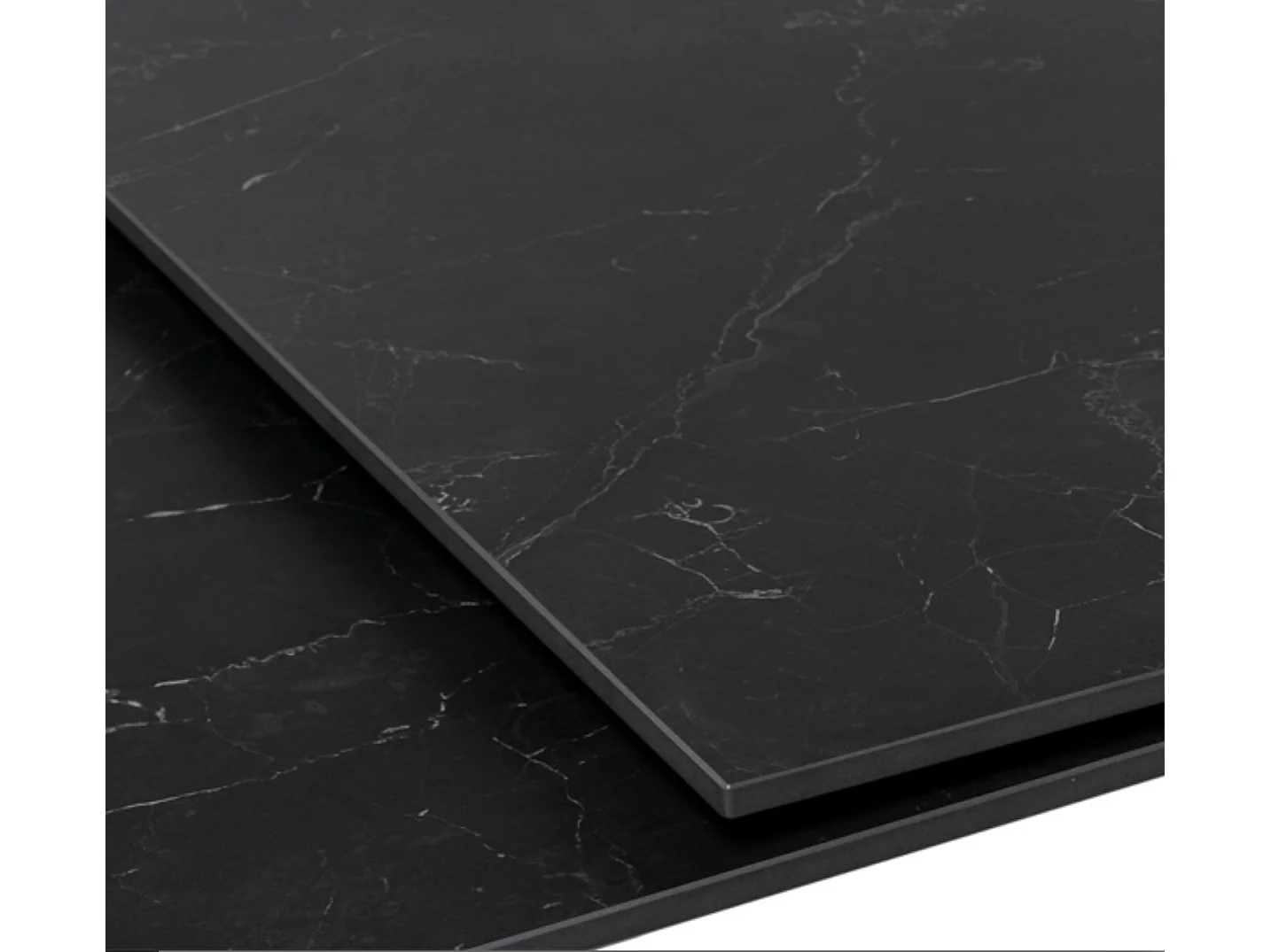 Table rectangulaire extensible plateau porcelaine et pieds métal noir Konty-Couleur Noir-Largeur 180/220/260 cm