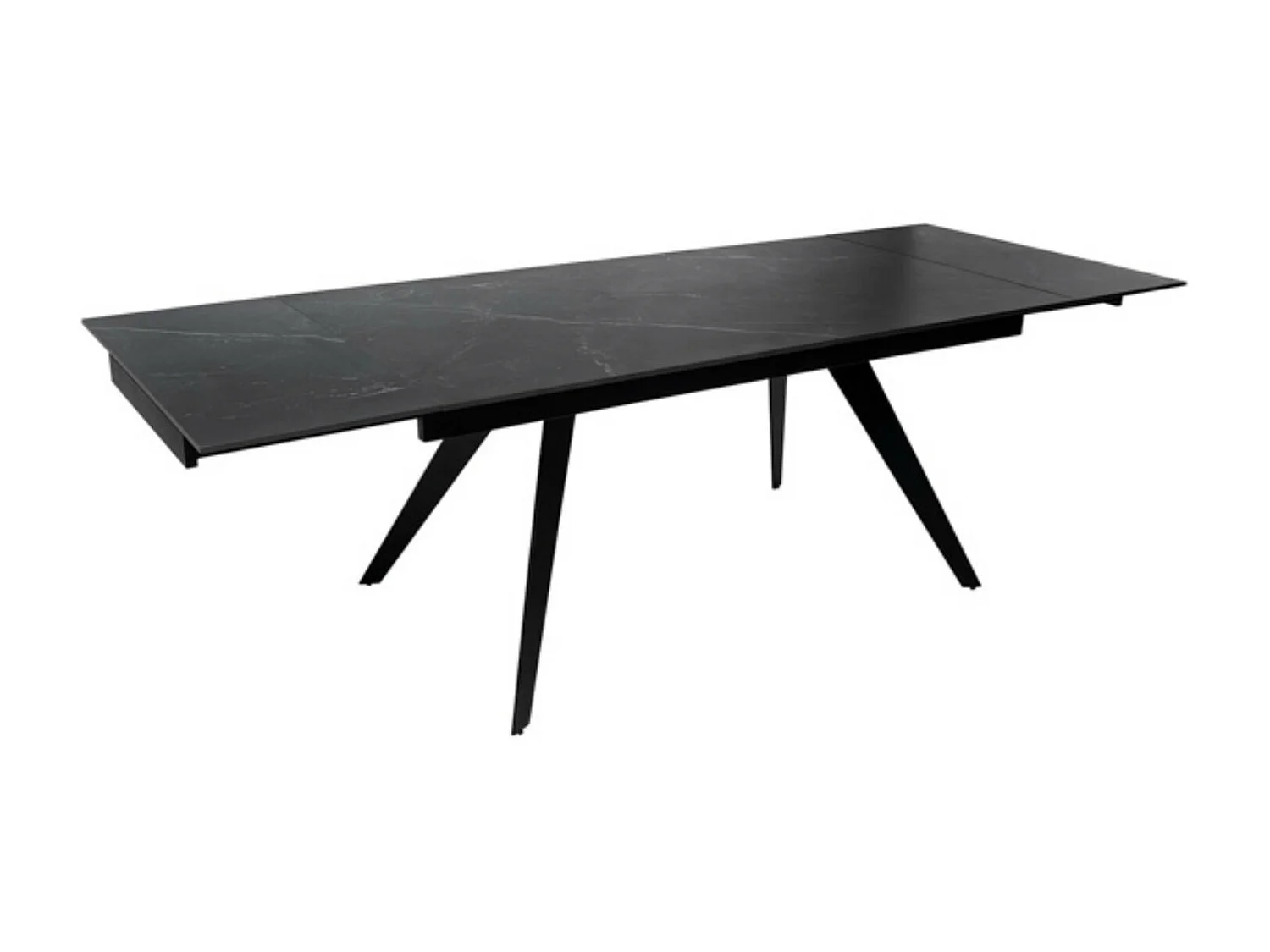Table rectangulaire extensible plateau porcelaine et pieds métal noir Konty-Couleur Noir-Largeur 180/220/260 cm