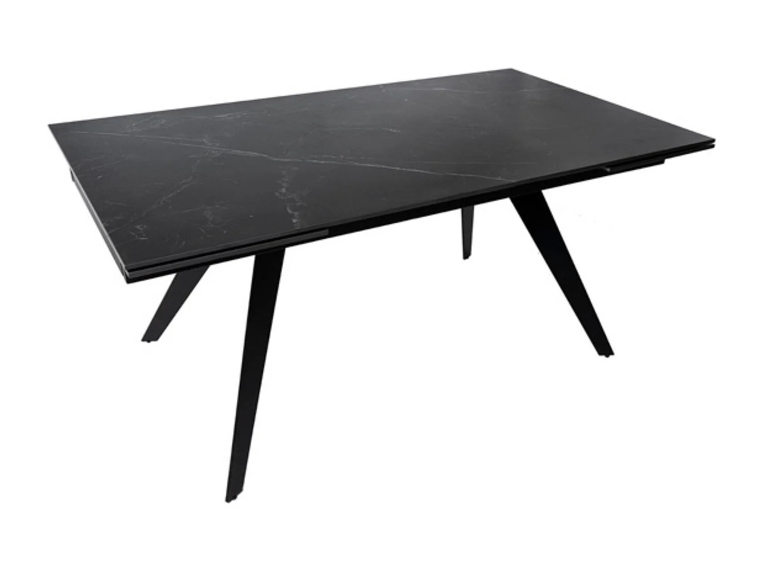 Table rectangulaire extensible plateau porcelaine et pieds métal noir Konty-Couleur Noir-Largeur 180/220/260 cm