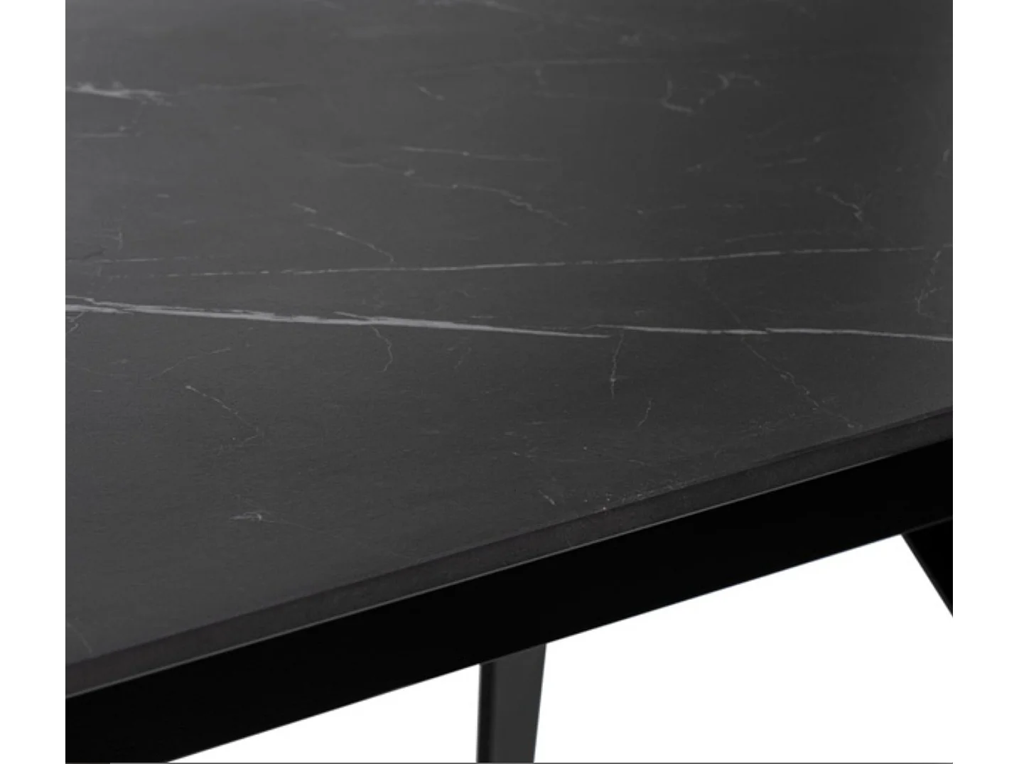 Table rectangulaire extensible plateau porcelaine et pieds métal noir Konty-Couleur Noir-Largeur 180/220/260 cm