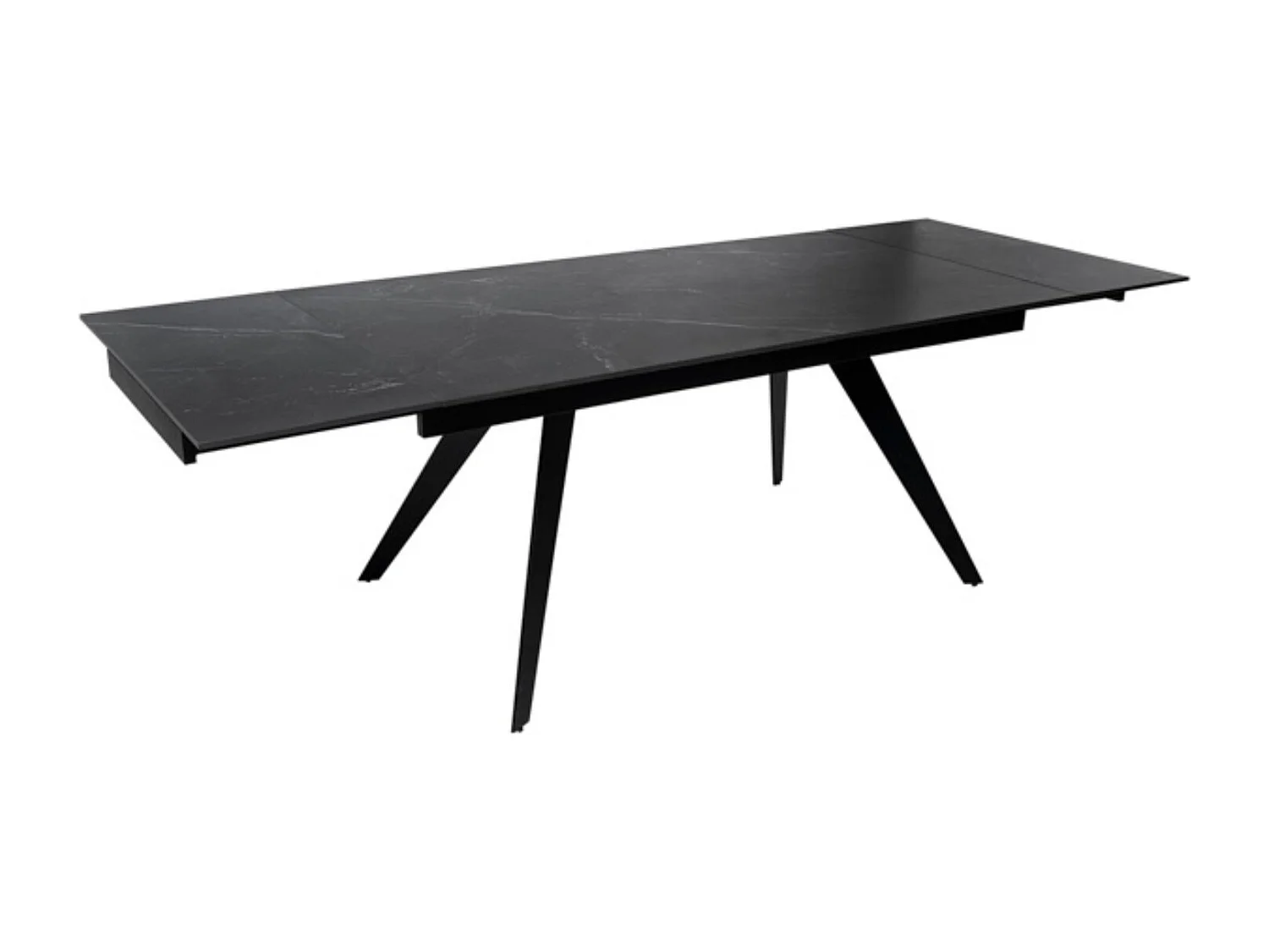 Table rectangulaire extensible plateau porcelaine et pieds métal noir Konty-Couleur Noir-Largeur 180/220/260 cm