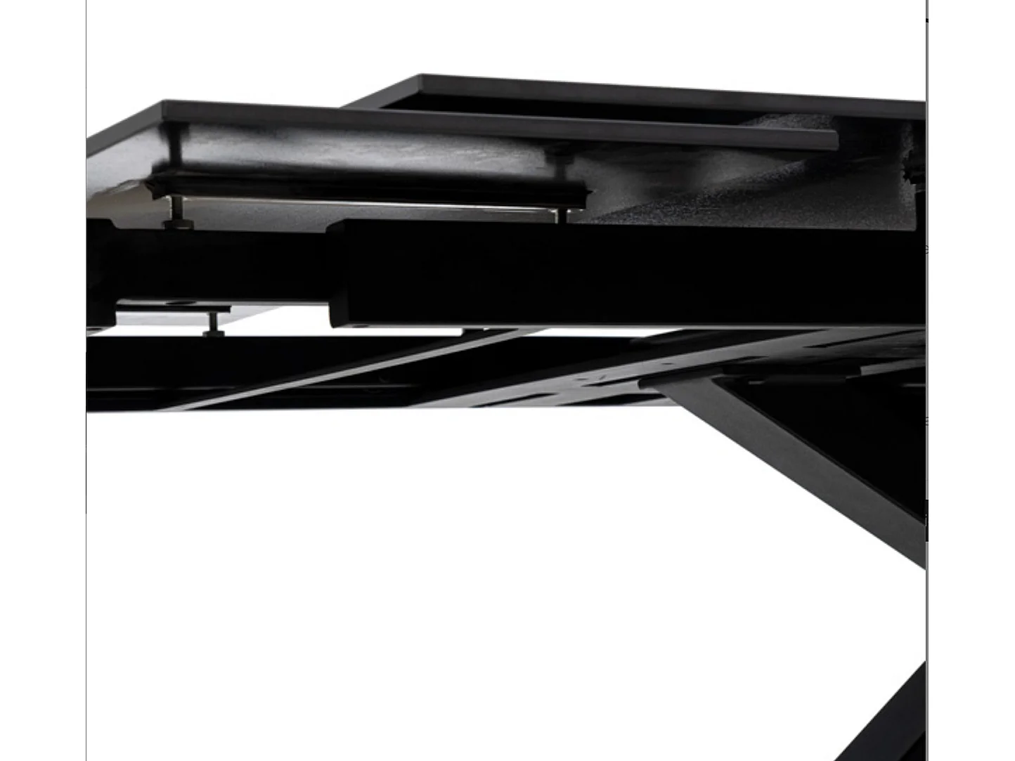 Table design extensible plateau porcelaine et pieds métal noir Konty-Couleur Blanc-Largeur 180/220/260 cm