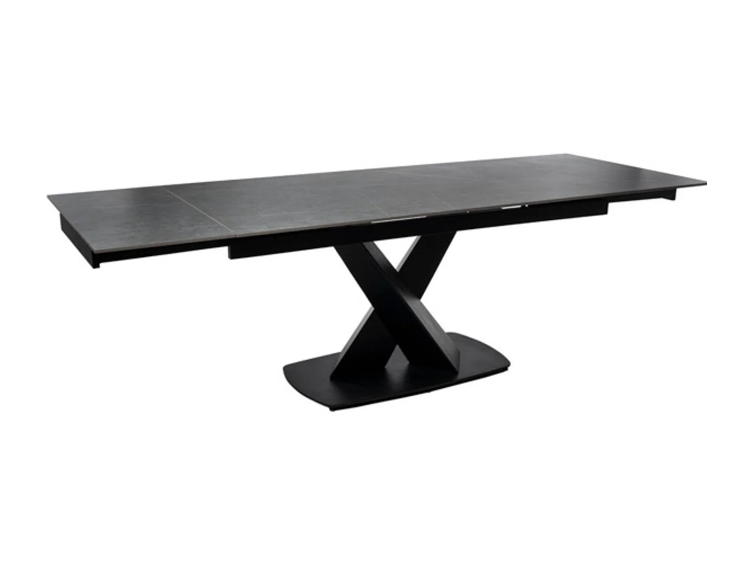 Table design extensible plateau porcelaine et pieds métal noir Konty-Couleur Noir-Largeur 180/220/260 cm