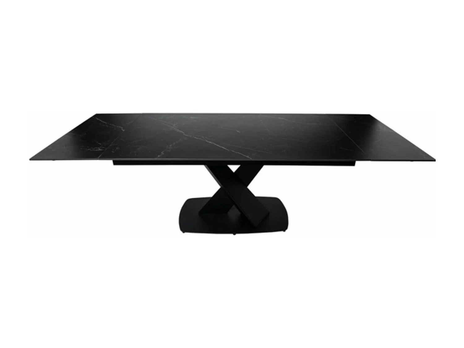 Table design extensible plateau porcelaine et pieds métal noir Konty-Couleur Noir-Largeur 180/220/260 cm