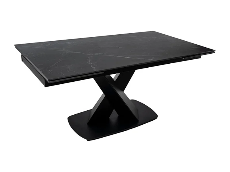 Table design extensible plateau porcelaine et pieds métal noir Konty-Couleur Noir-Largeur 180/220/260 cm