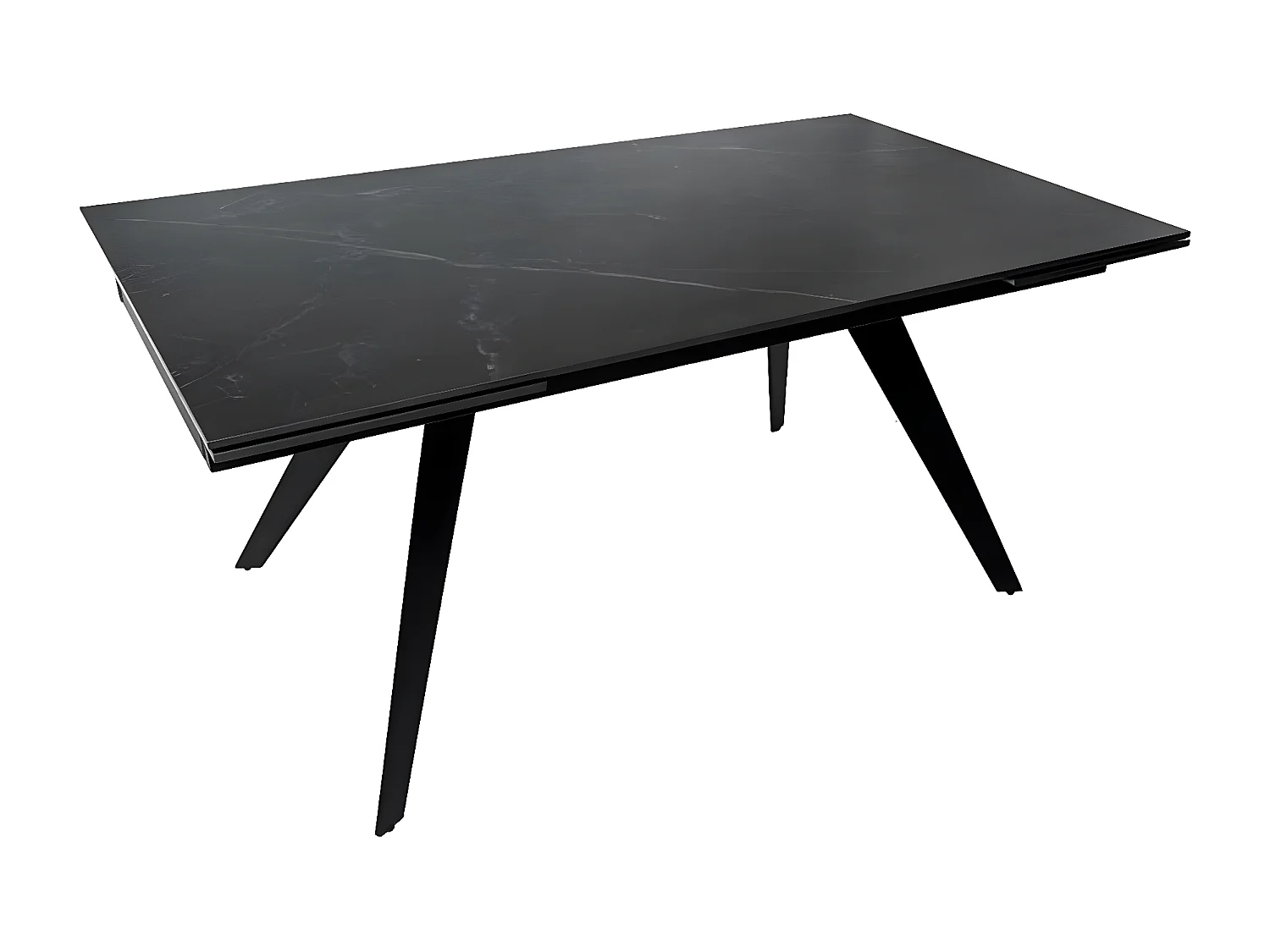 Table rectangulaire extensible plateau porcelaine et pieds métal noir Konty-Couleur Gris-Largeur 180/220/260 cm