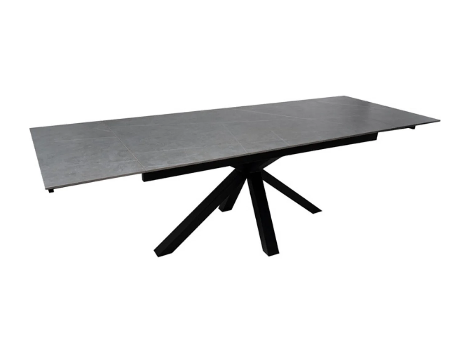 Table rectangulaire extensible plateau porcelaine et pieds métal noir Konty-Couleur Gris-Largeur 180/220/260 cm