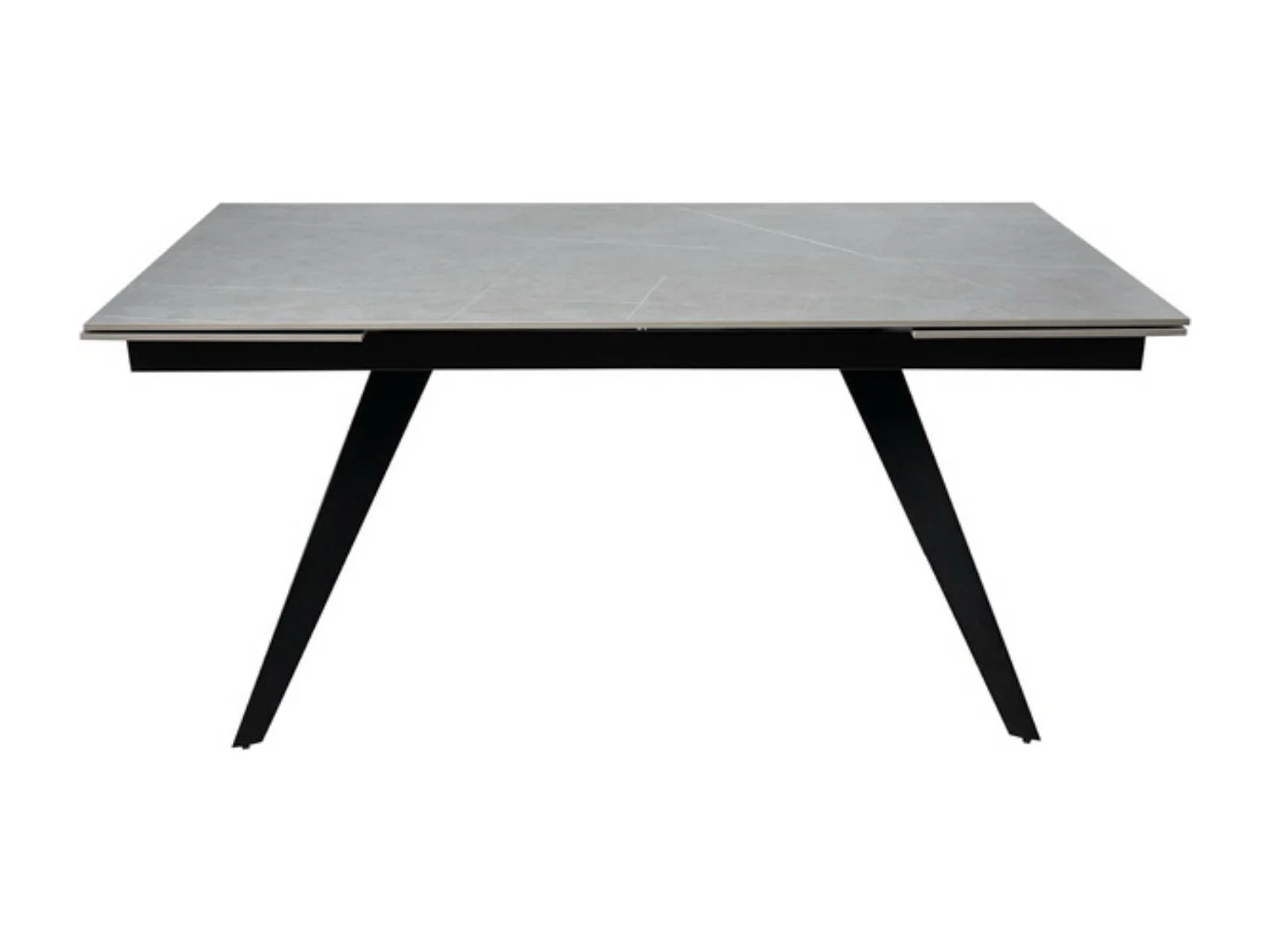 Table rectangulaire extensible plateau porcelaine et pieds métal noir Konty-Couleur Gris-Largeur 180/220/260 cm