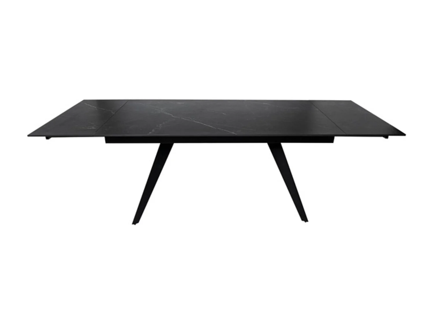 Table rectangulaire extensible plateau porcelaine et pieds métal noir Konty-Couleur Gris-Largeur 180/220/260 cm