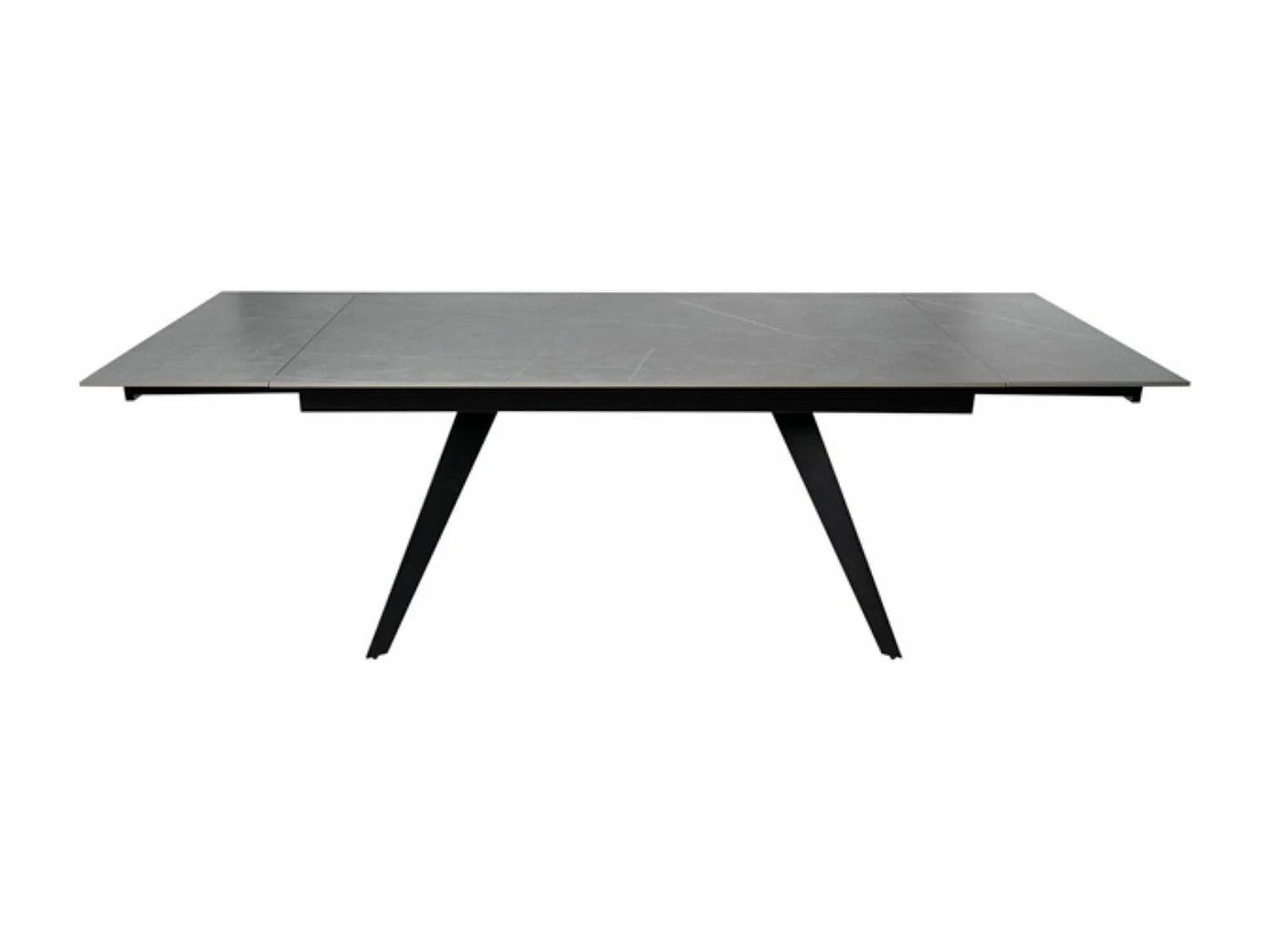 Table rectangulaire extensible plateau porcelaine et pieds métal noir Konty-Couleur Gris-Largeur 160/200/240 cm