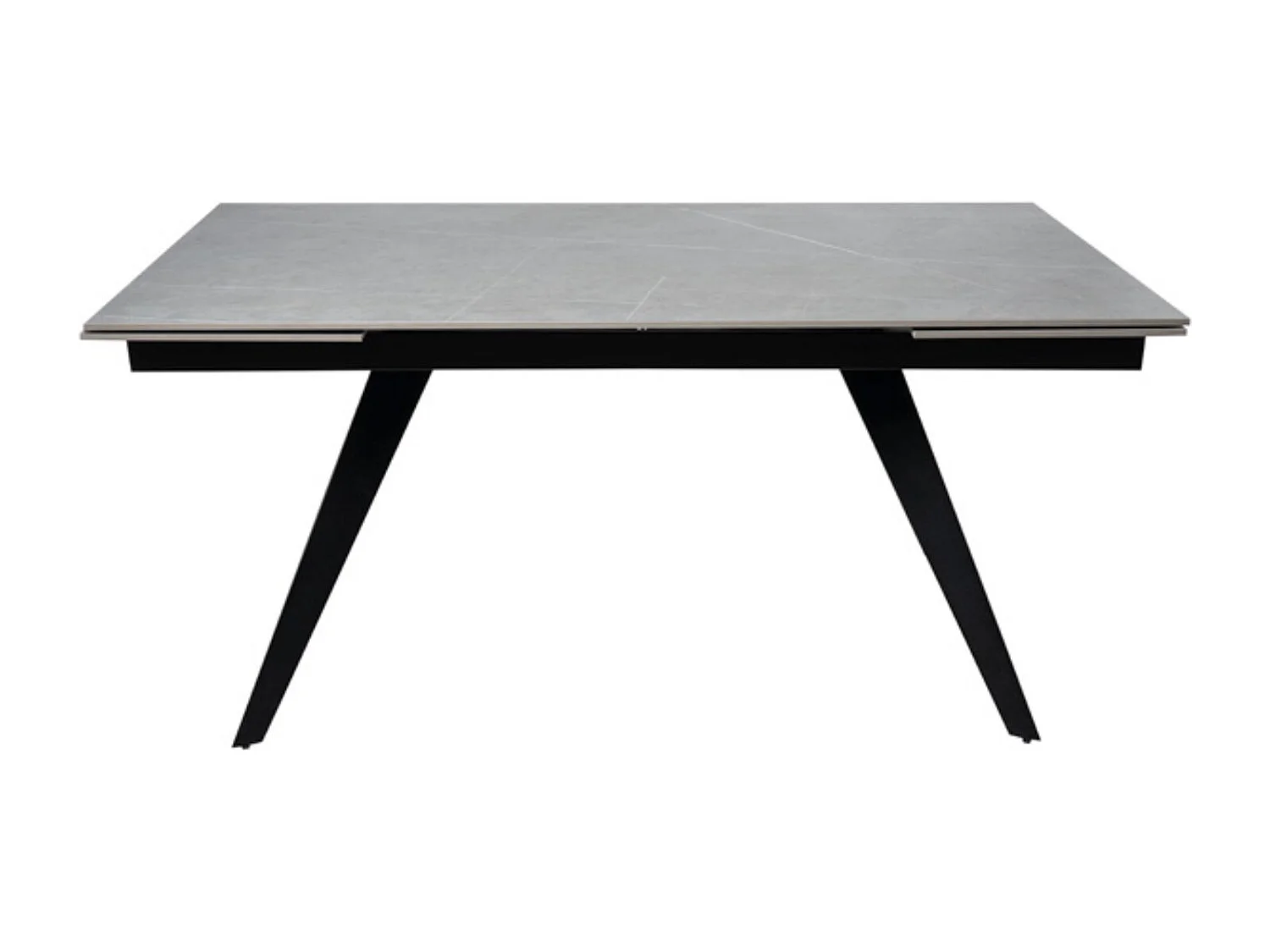 Table rectangulaire extensible plateau porcelaine et pieds métal noir Konty-Couleur Gris-Largeur 160/200/240 cm