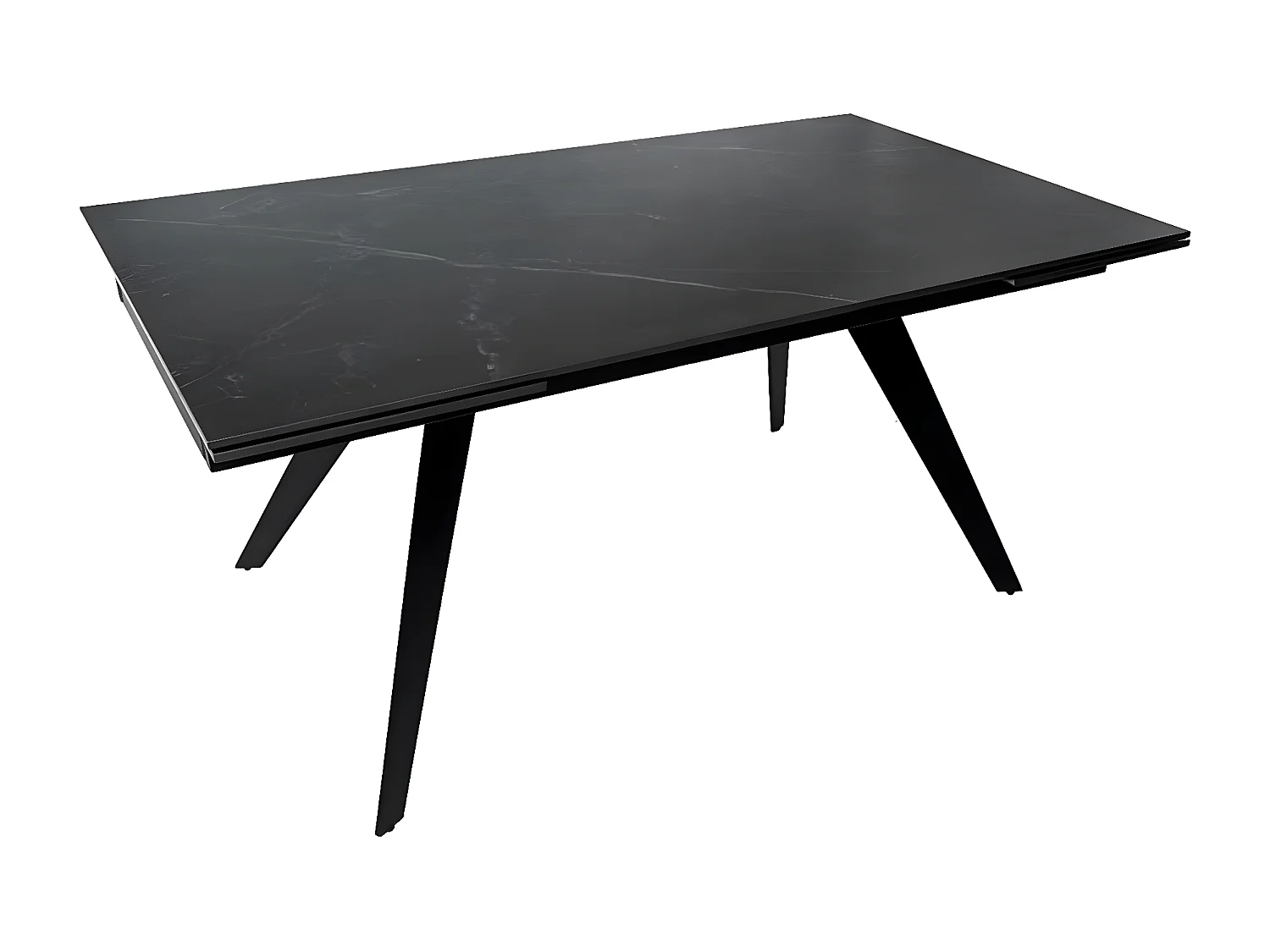 Table rectangulaire extensible plateau porcelaine et pieds métal noir Konty-Couleur Gris-Largeur 160/200/240 cm