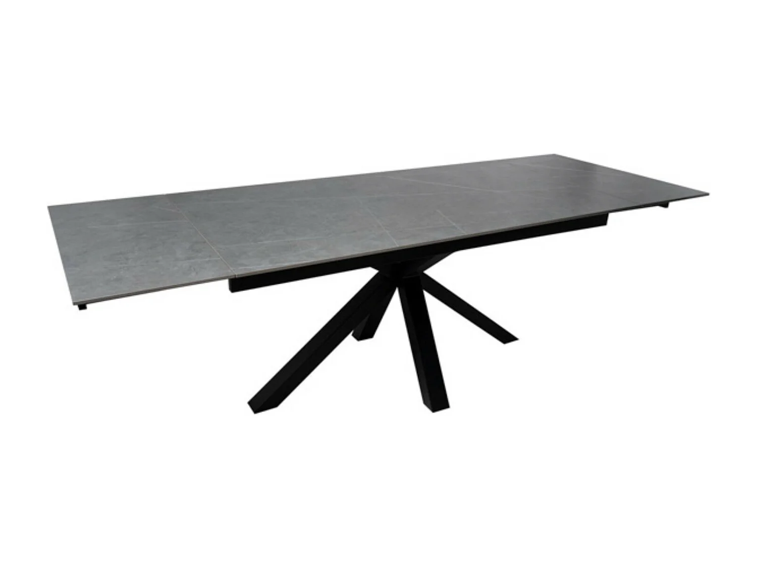 Table rectangulaire extensible plateau porcelaine et pieds métal noir Konty-Couleur Gris-Largeur 160/200/240 cm