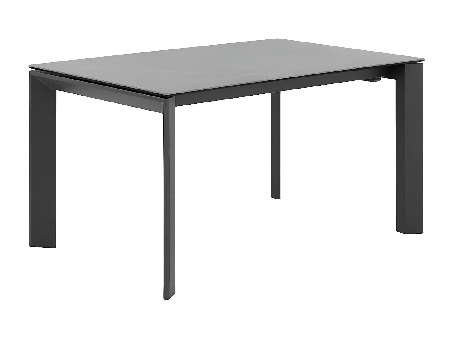 Table rectangulaire extensible porcelaine et métal Spanila-Plateau Blanc-Largeur 160/240 cm-Piètement Blanc