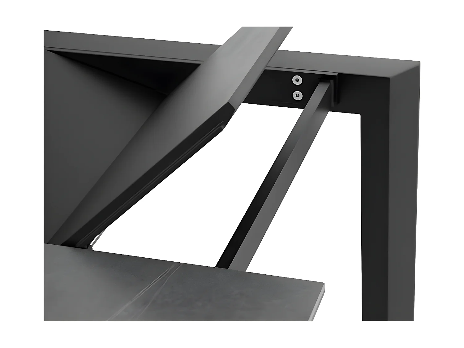 Table rectangulaire extensible porcelaine et métal Spanila-Plateau Blanc-Largeur 160/240 cm-Piètement Blanc