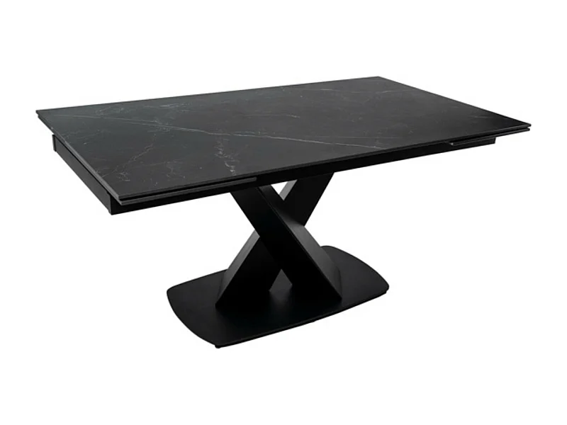 Table design extensible plateau porcelaine et pieds métal noir Konty-Couleur Noir-Largeur 160/200/240 cm