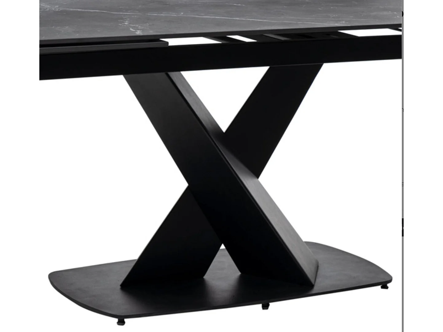 Designer uitschuifbare tafel met porseleinen blad en zwart metalen poten Konty-Kleur Zwart-Breedte 160/200/240 cm