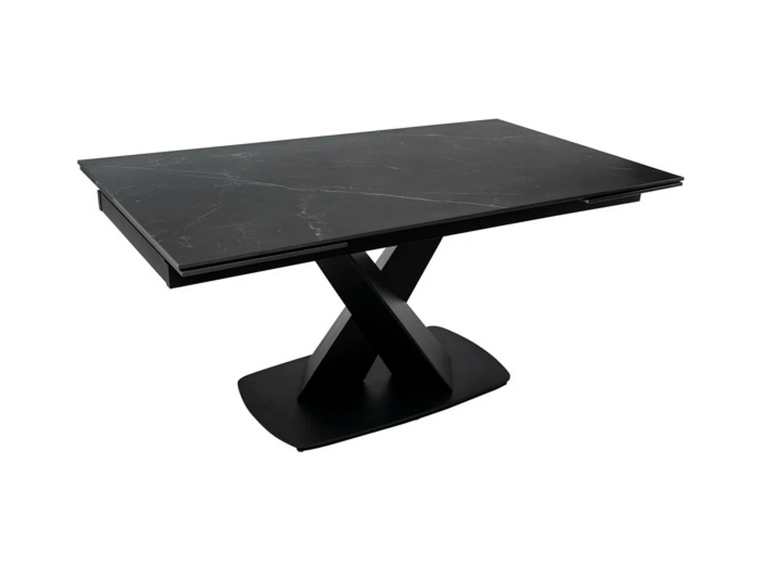 Table design extensible plateau porcelaine et pieds métal noir Konty-Couleur Noir-Largeur 160/200/240 cm
