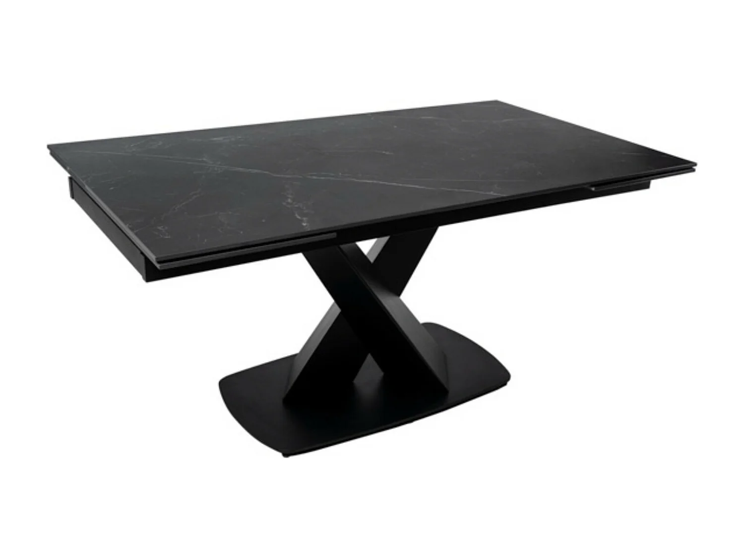 Table design extensible plateau porcelaine et pieds métal noir Konty-Couleur Noir-Largeur 160/200/240 cm