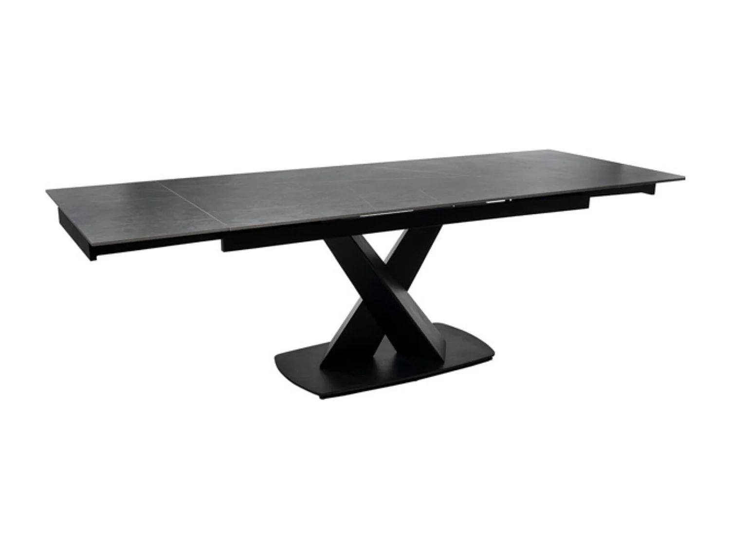 Table design extensible plateau porcelaine et pieds métal noir Konty-Couleur Noir-Largeur 160/200/240 cm