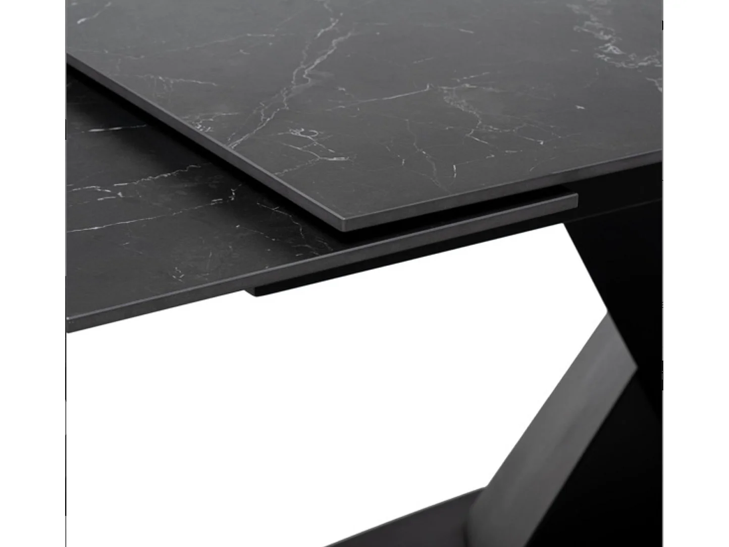 Table design extensible plateau porcelaine et pieds métal noir Konty-Couleur Noir-Largeur 160/200/240 cm