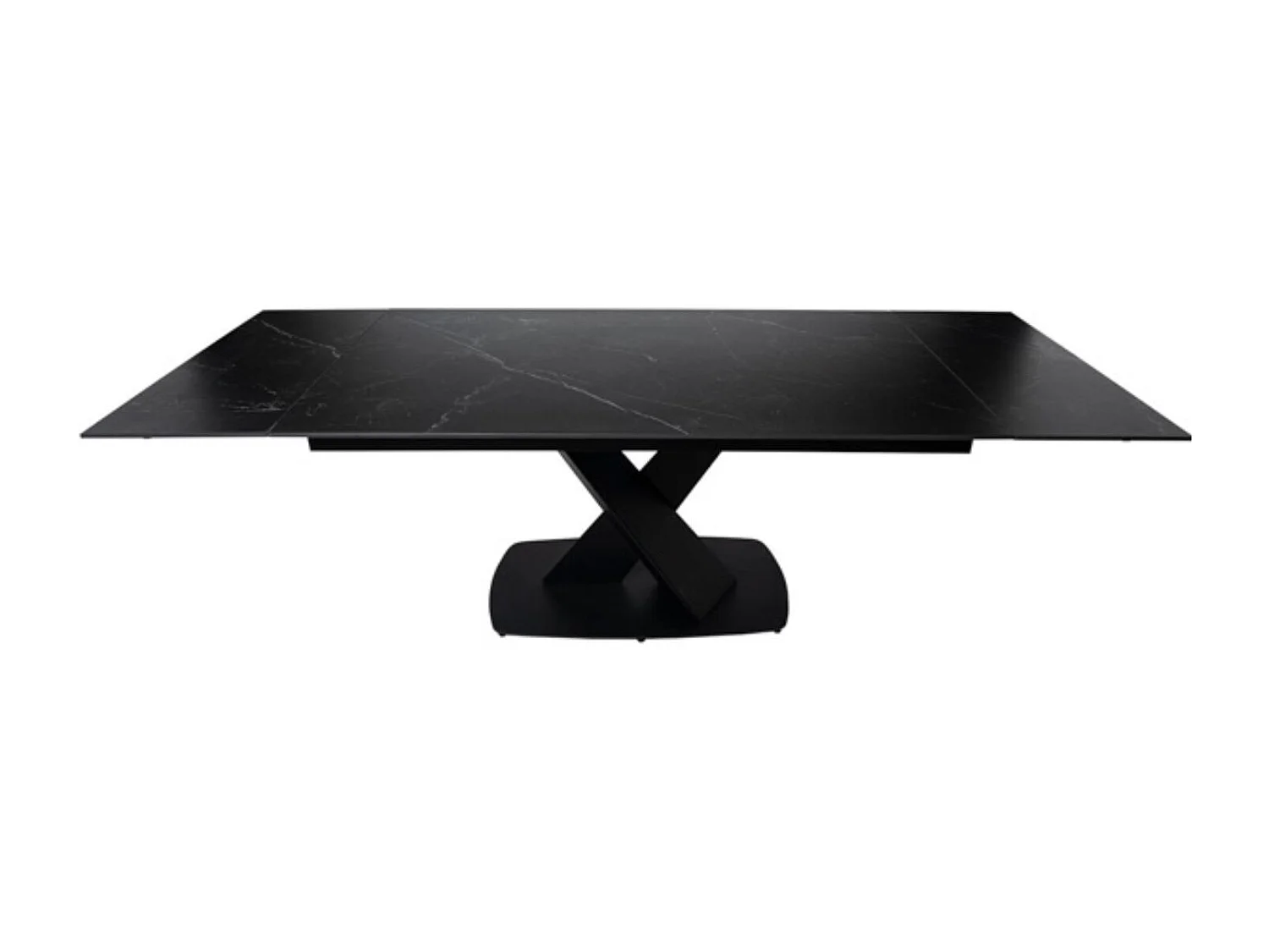 Table design extensible plateau porcelaine et pieds métal noir Konty-Couleur Noir-Largeur 160/200/240 cm