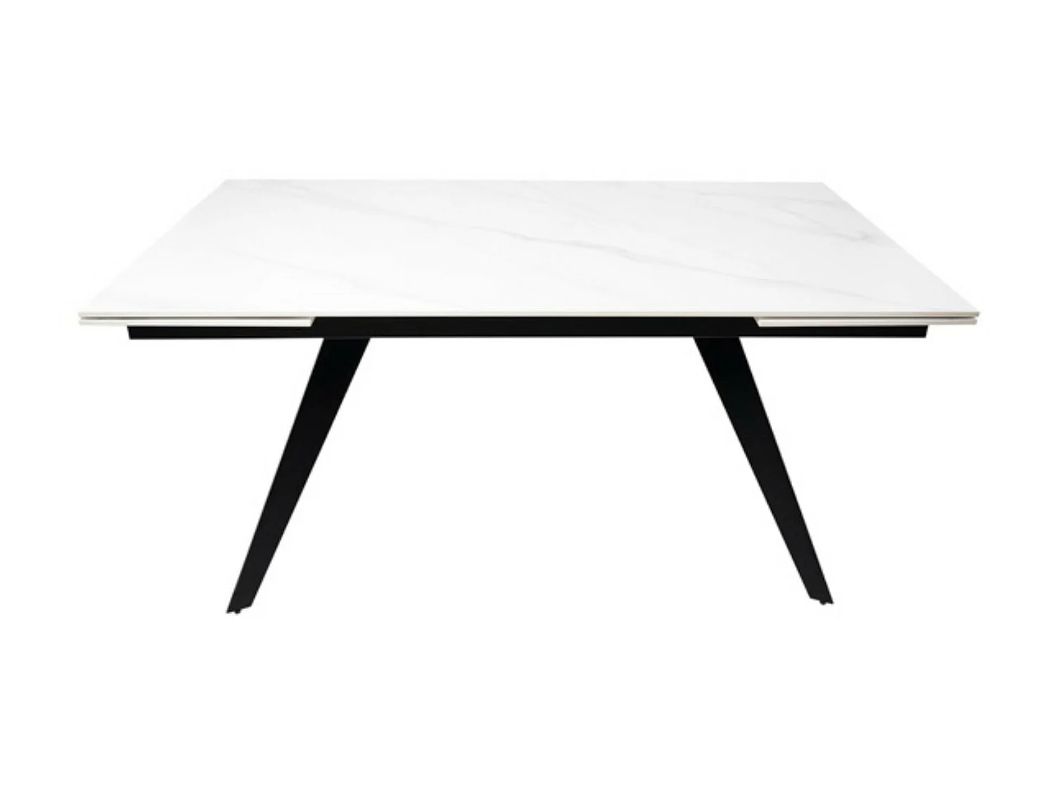 Table rectangulaire extensible plateau porcelaine et pieds métal noir Konty-Couleur Blanc-Largeur 180/220/260 cm