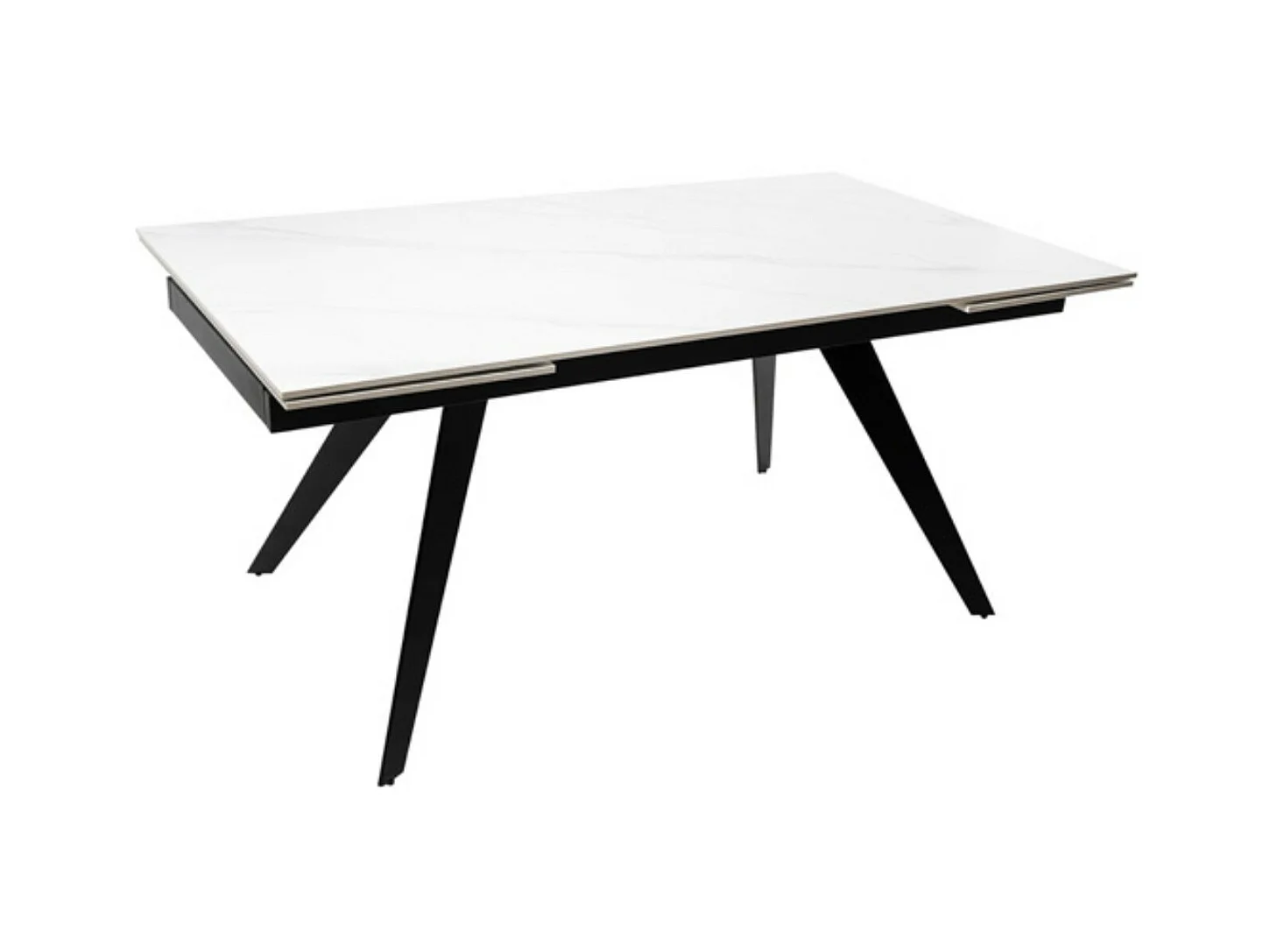 Table rectangulaire extensible plateau porcelaine et pieds métal noir Konty-Couleur Blanc-Largeur 180/220/260 cm