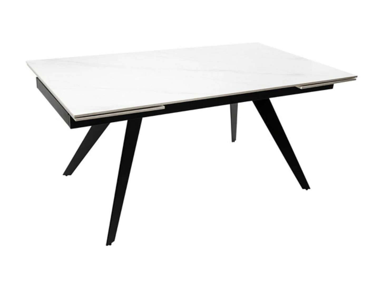 Table rectangulaire extensible plateau porcelaine et pieds métal noir Konty-Couleur Blanc-Largeur 180/220/260 cm