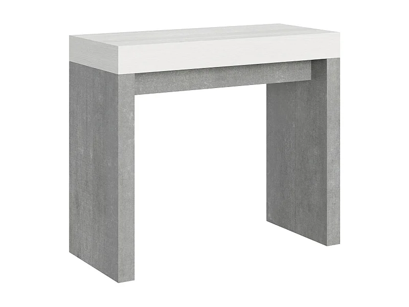 Consola extensible blanca y gris cemento 40 a 300 cm Ribo-Base y soporte con ruedas