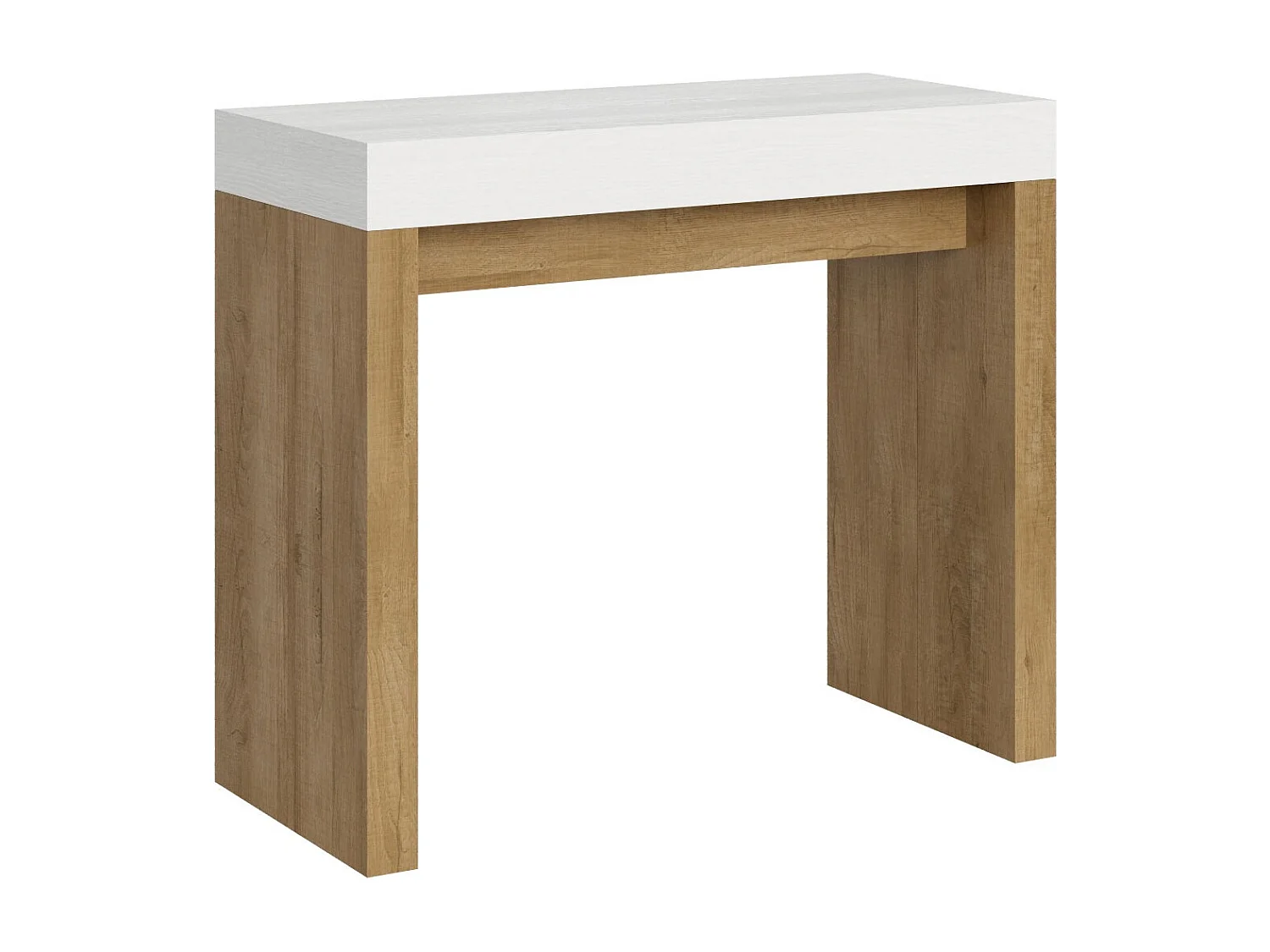 Console extensible blanche et bois clair 40 à 196cm Ribo-4 pieds