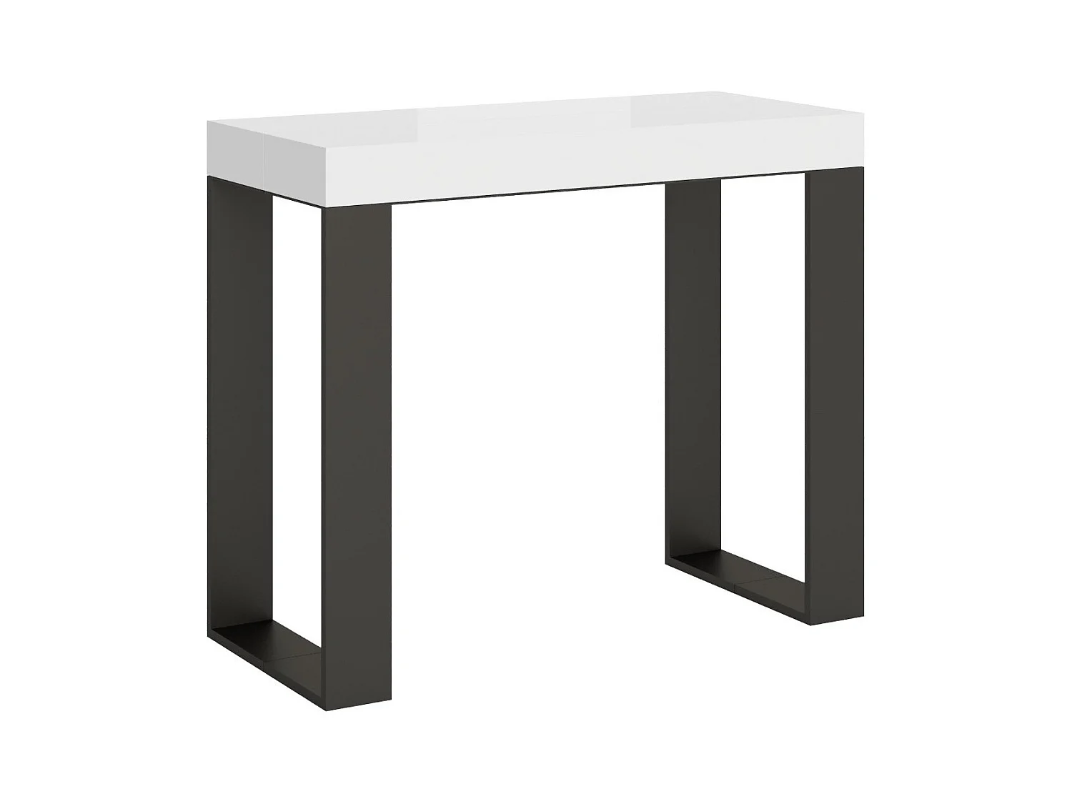 Console extensible bois et acier Tiroz-Couleur Blanc-2 pieds-3 rallonges fines