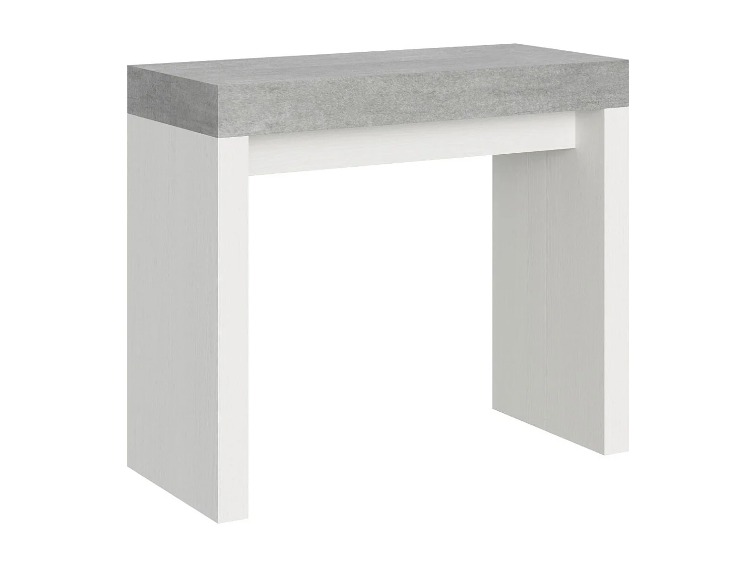 Console extensible gris ciment et blanc 40 à 196cm Ribo-Sur roulettes