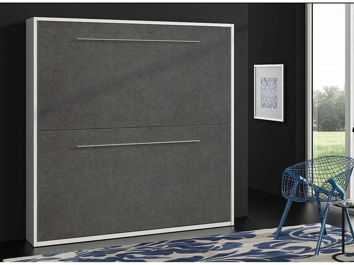 Betongrijs stapelbed opklapbed 2 bedden 80x190 cm Spaky-Versie 1 zijbarrière