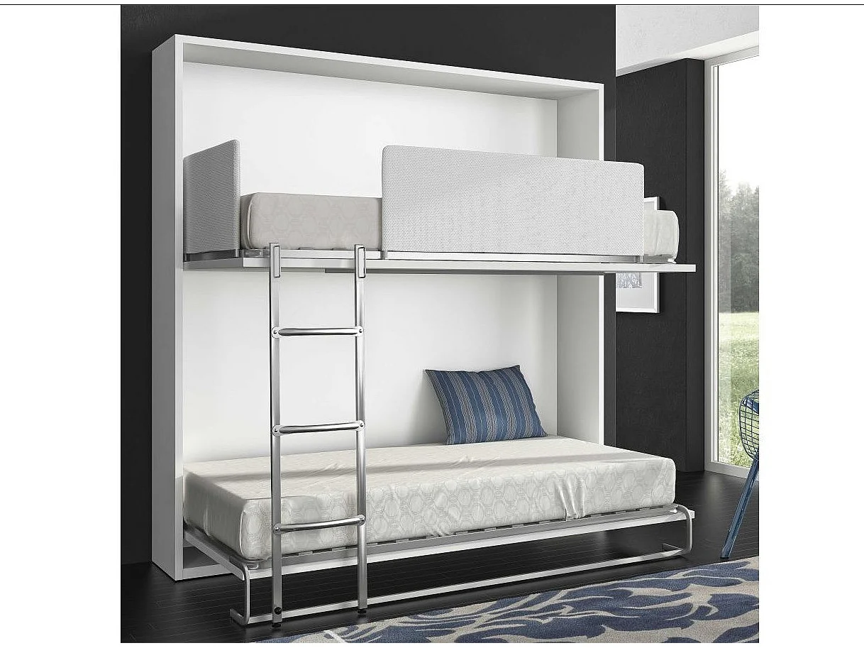 Betongrijs stapelbed opklapbed 2 bedden 80x190 cm Spaky-Versie 1 zijbarrière